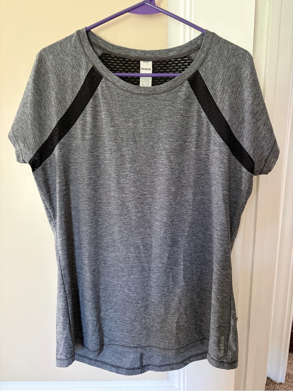 Reebok Gray Short Sleeve Athletic Tee with Black Accents